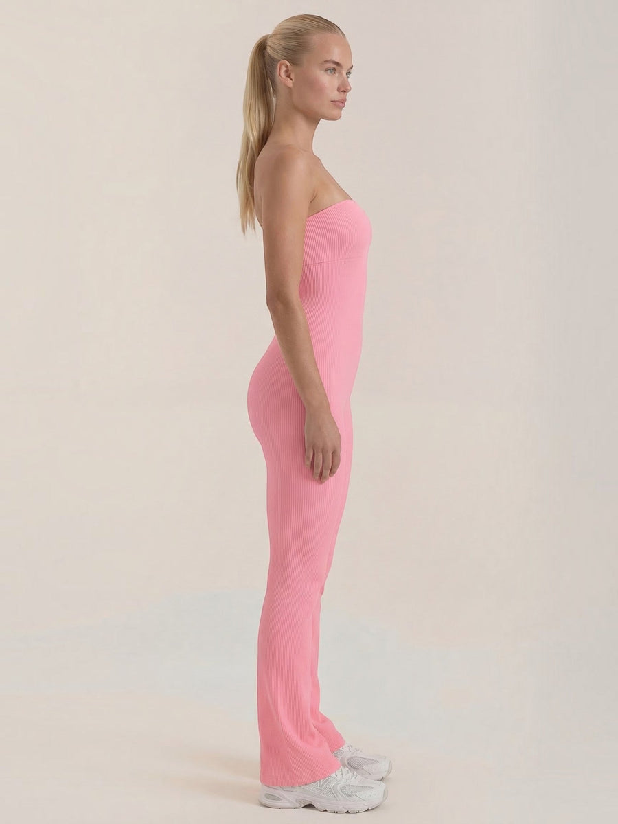 Selma Ribbed Bandeau Flare Jumpsuit