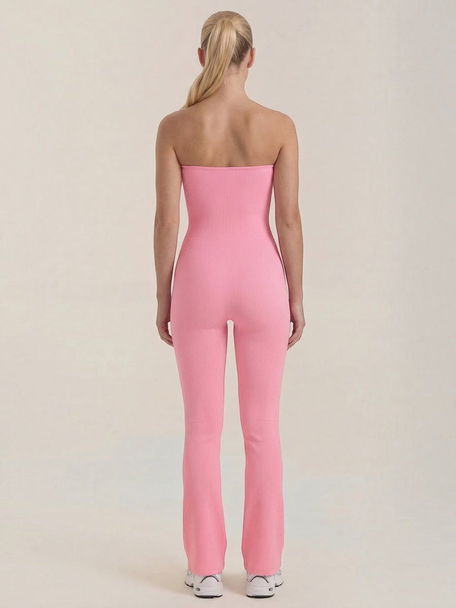 Selma Ribbed Bandeau Flare Jumpsuit
