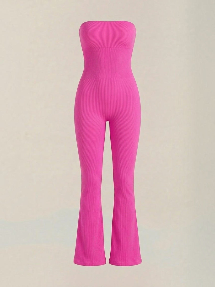 Selma Ribbed Bandeau Flare Jumpsuit