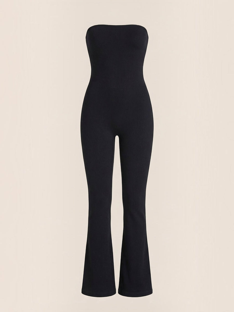 Selma Ribbed Bandeau Flare Jumpsuit