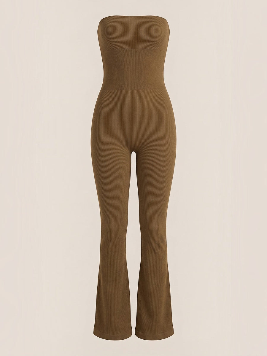 Selma Ribbed Bandeau Flare Jumpsuit