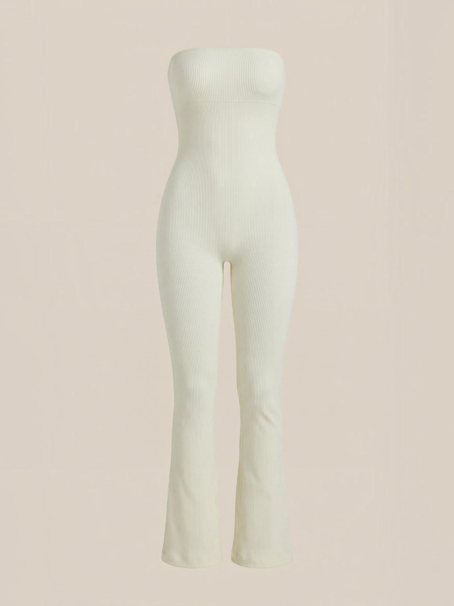 Selma Ribbed Bandeau Flare Jumpsuit