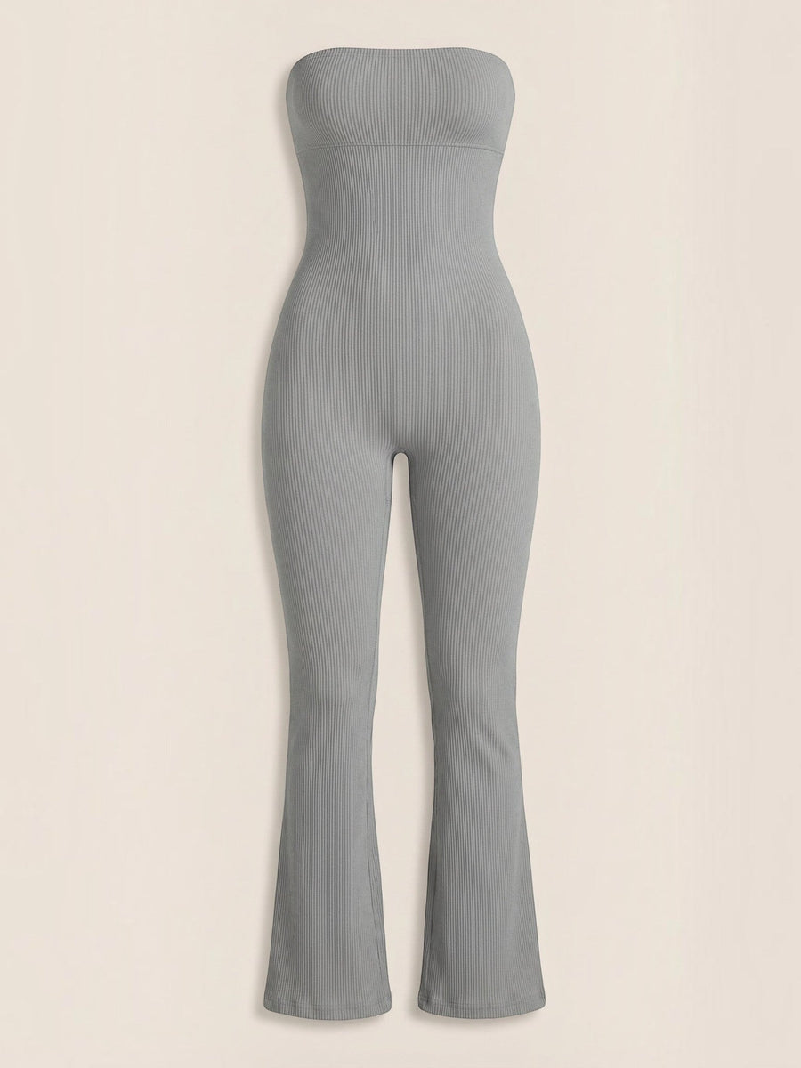 Selma Ribbed Bandeau Flare Jumpsuit