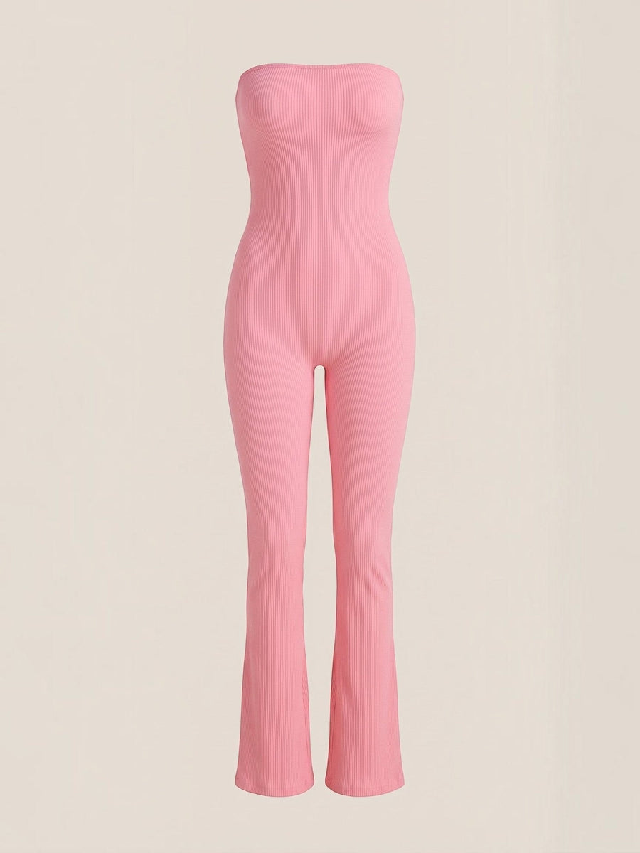 Selma Ribbed Bandeau Flare Jumpsuit