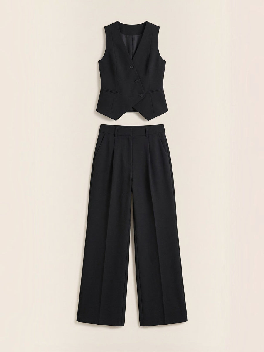 Ginger Tailored Vest and Wide Leg Pants Set