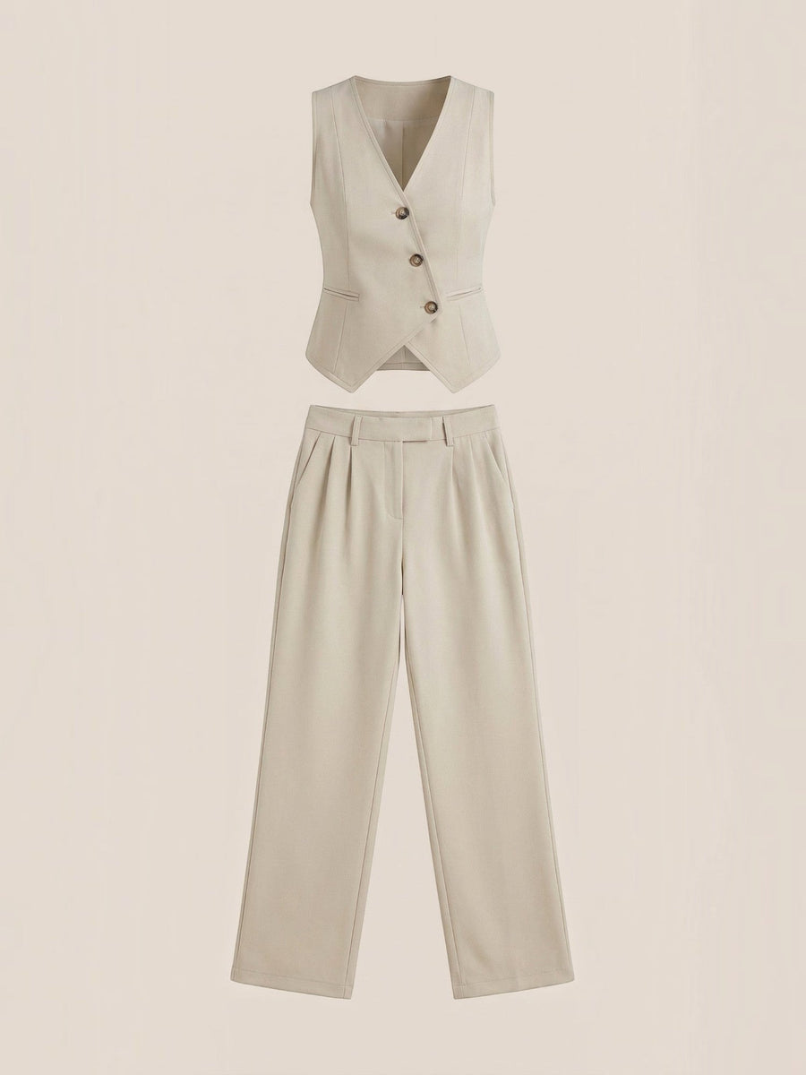 Ginger Tailored Vest and Wide Leg Pants Set