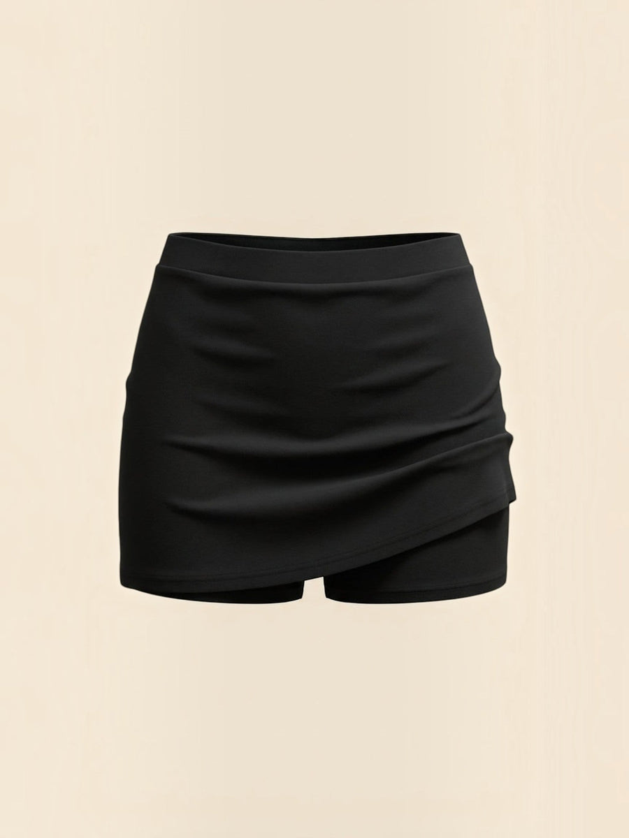 Erma Wrap Hem Fitted Mini Skirt