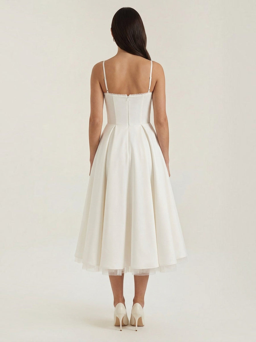 Isolde Corset Style Tulle Midi Dress
