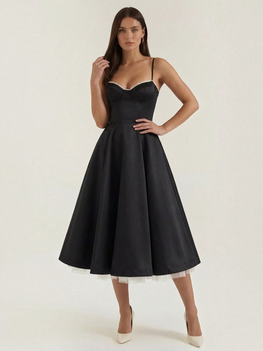 Isolde Corset Style Tulle Midi Dress
