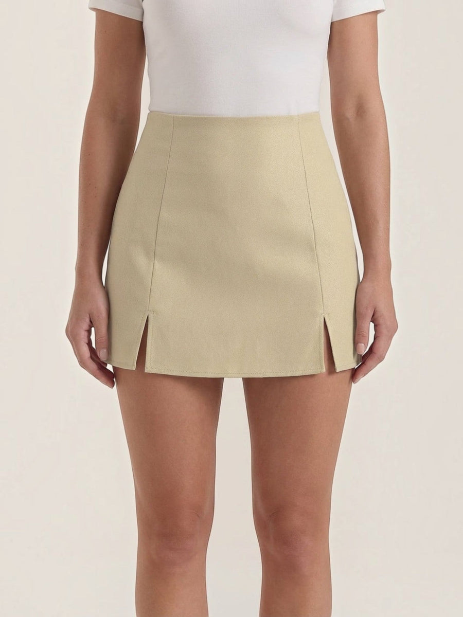 Darla High Waisted Mini Skirt with Slit
