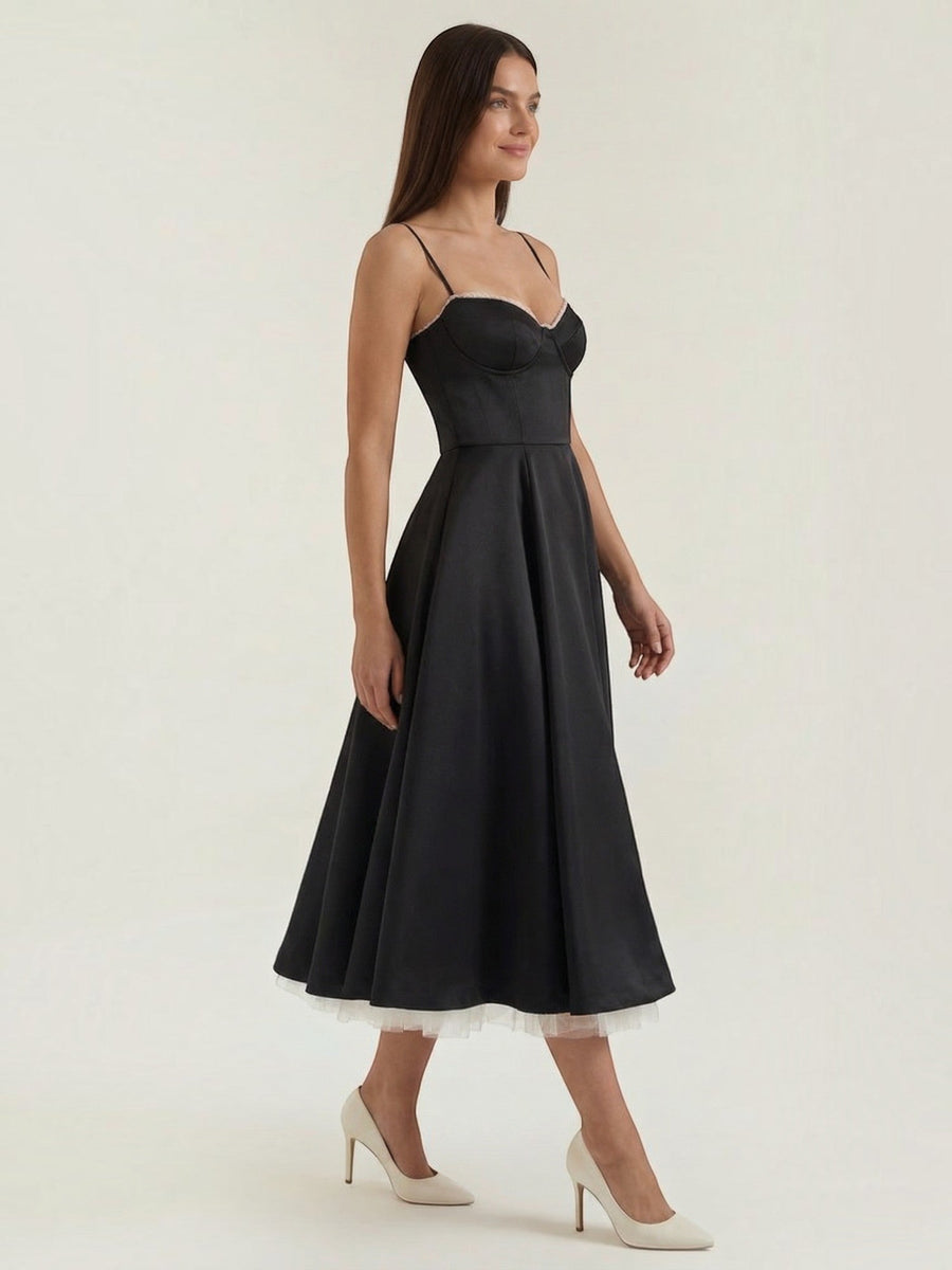 Isolde Corset Style Tulle Midi Dress