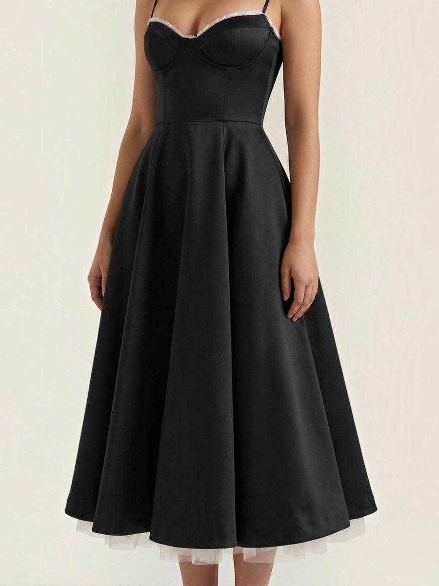 Isolde Corset Style Tulle Midi Dress