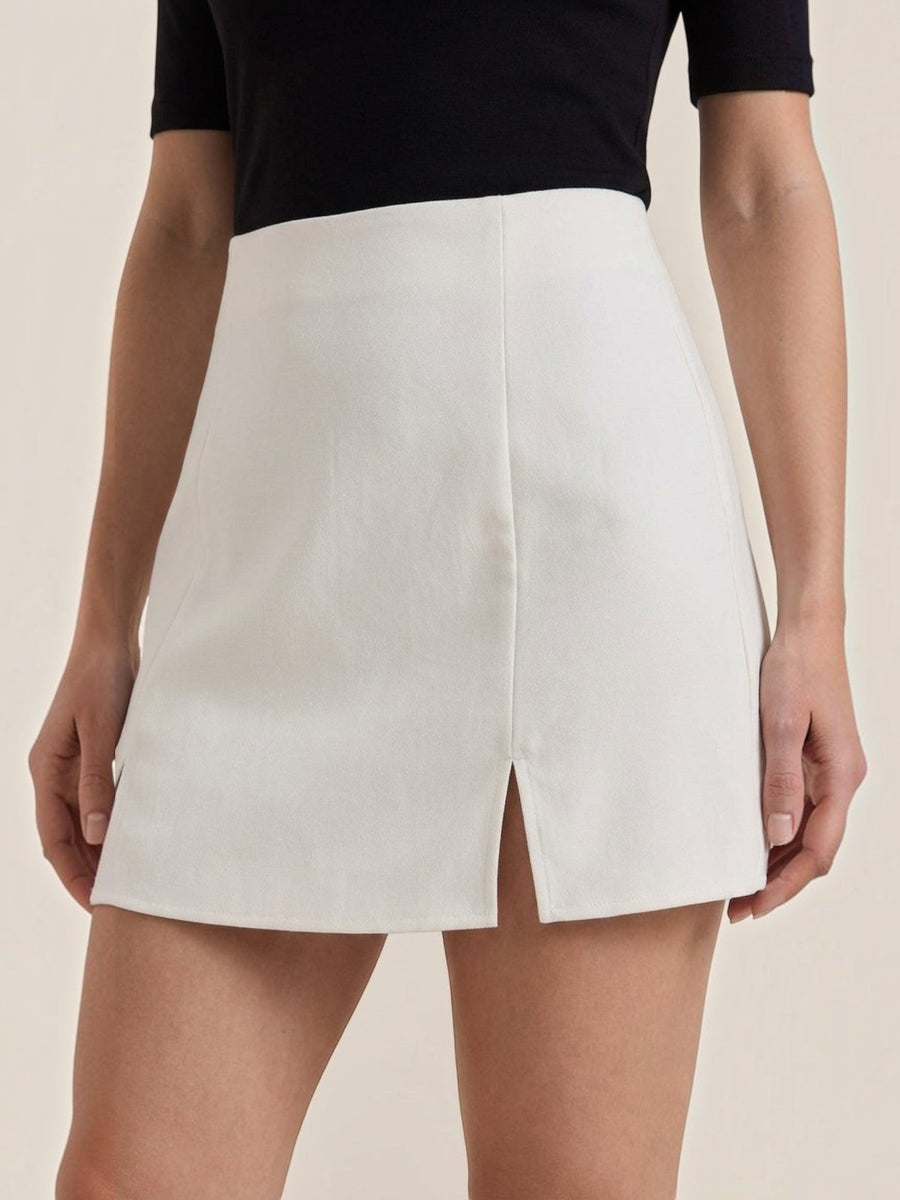 Darla High Waisted Mini Skirt with Slit