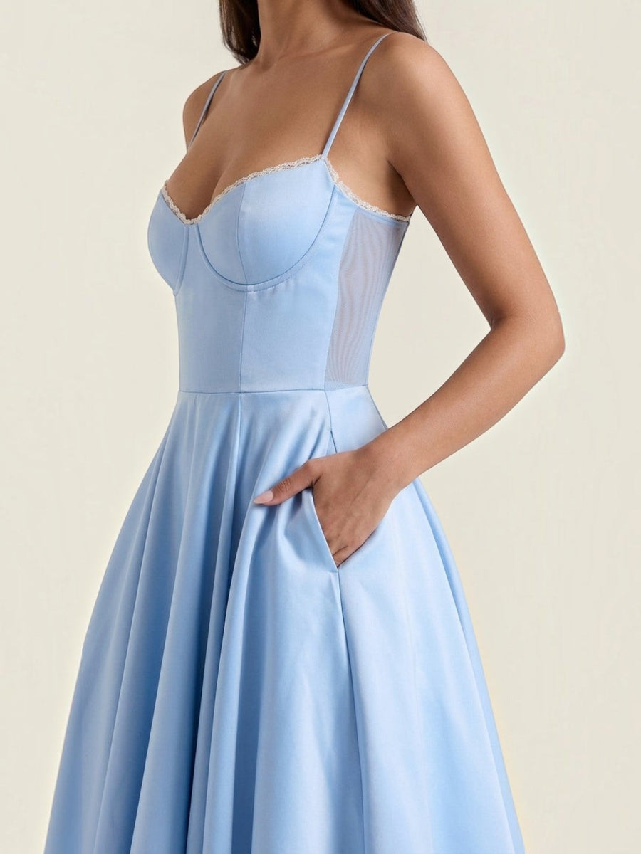 Isolde Corset Style Tulle Midi Dress