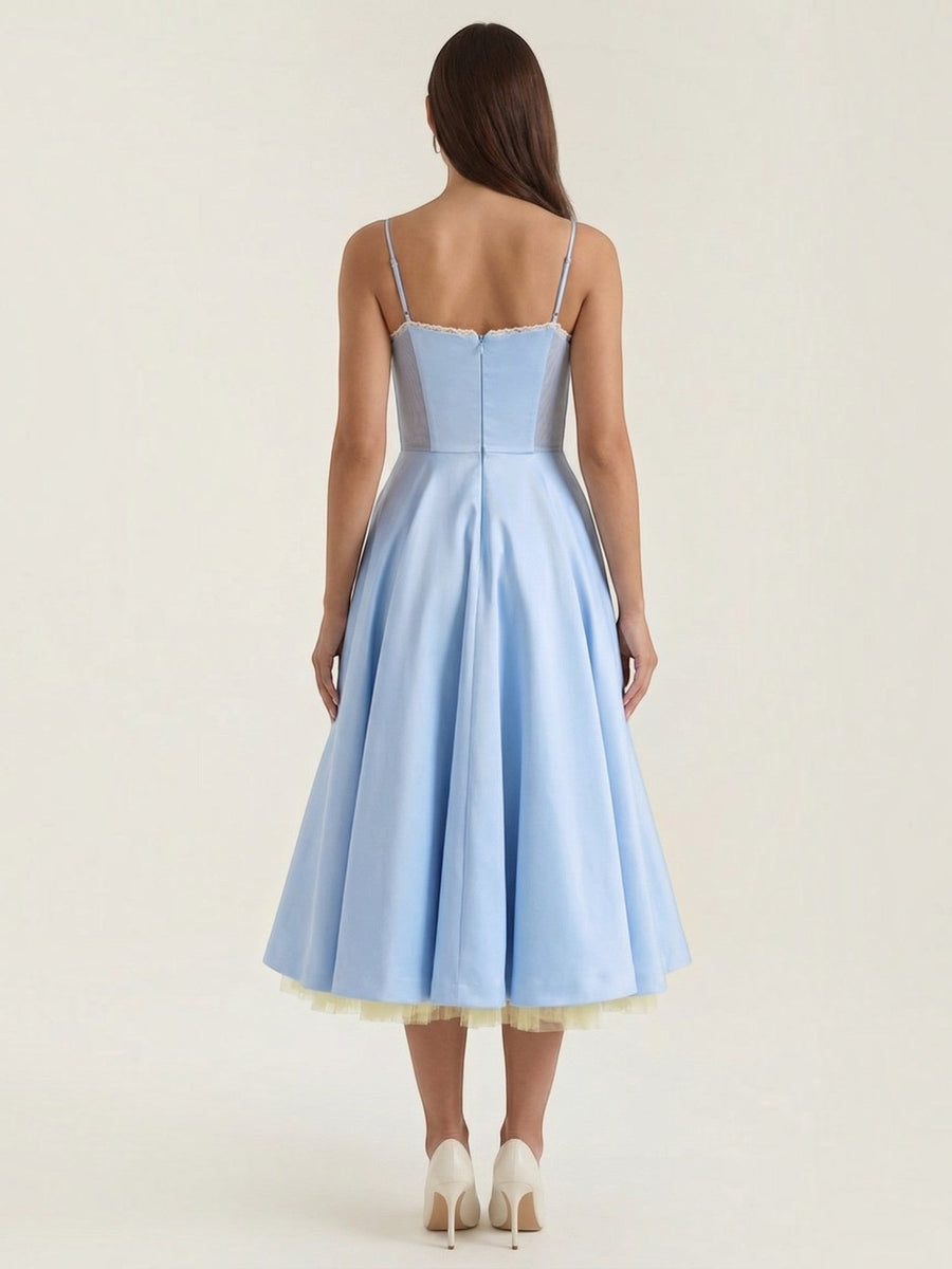 Isolde Corset Style Tulle Midi Dress