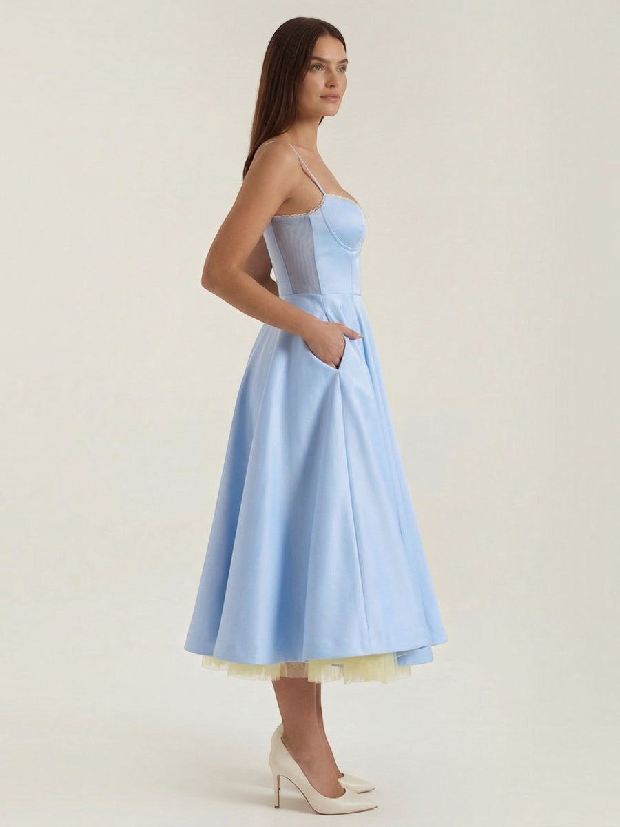 Isolde Corset Style Tulle Midi Dress