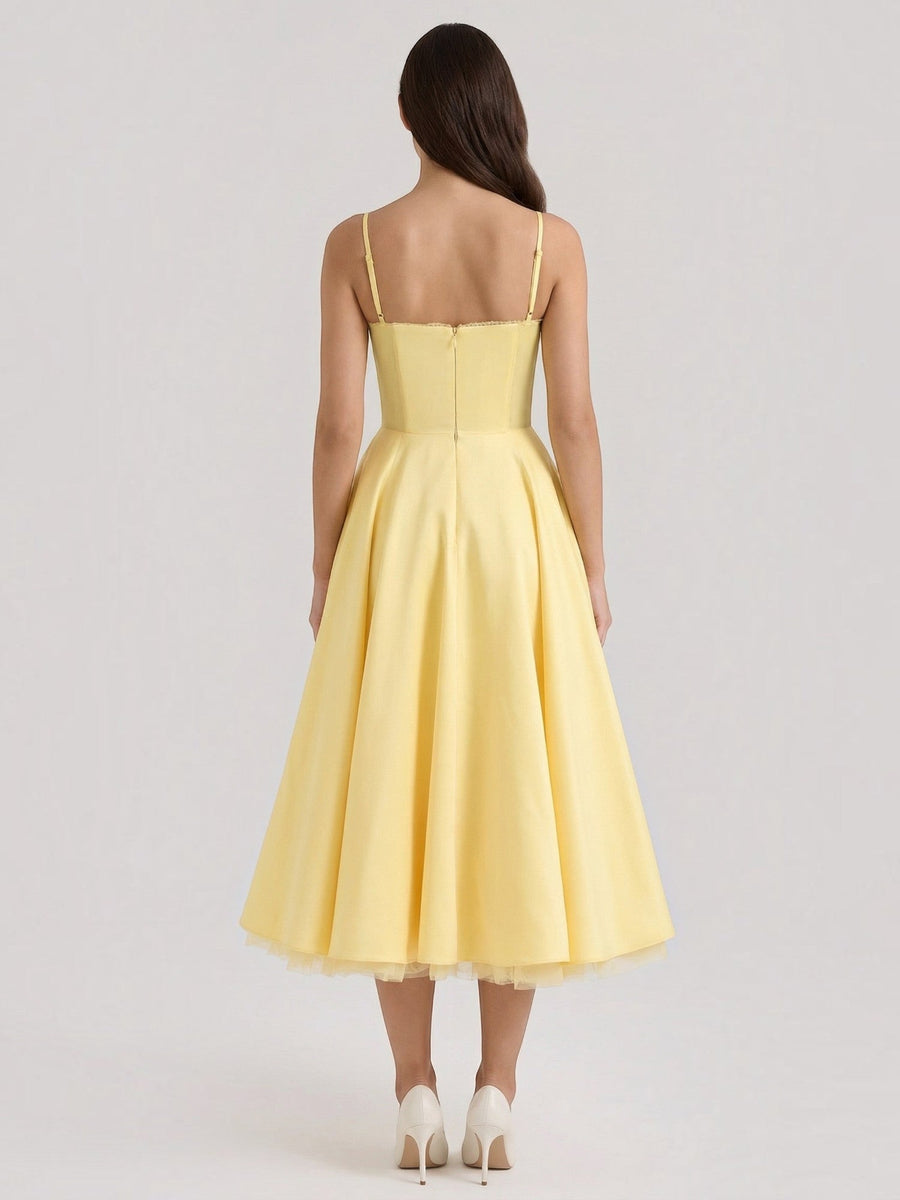 Isolde Corset Style Tulle Midi Dress