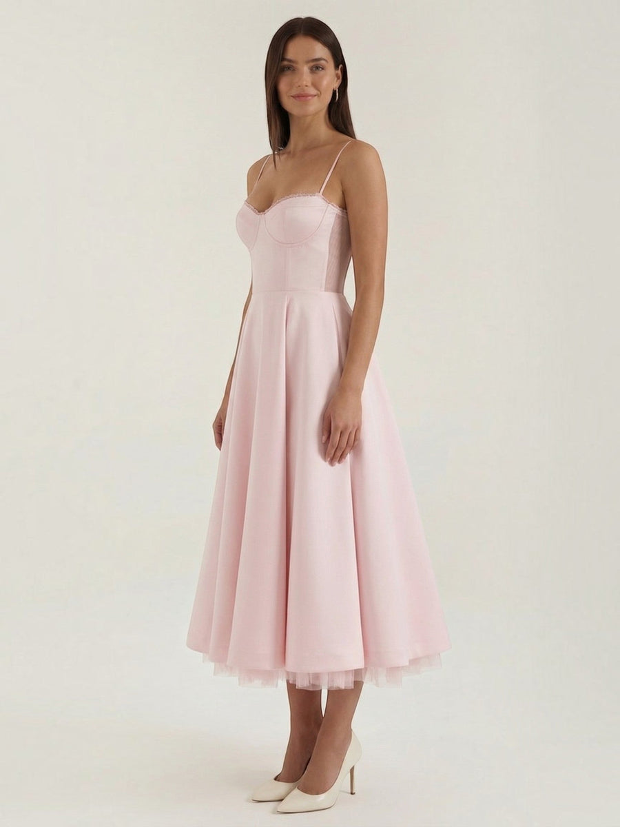 Isolde Corset Style Tulle Midi Dress