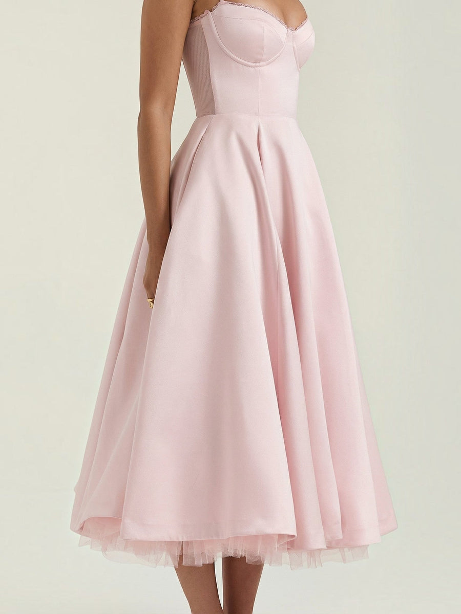Isolde Corset Style Tulle Midi Dress