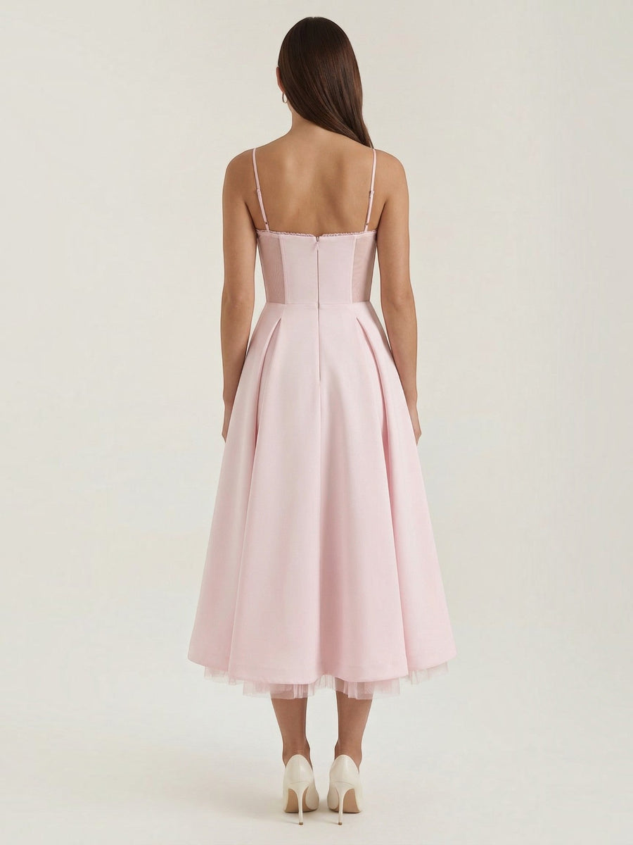 Isolde Corset Style Tulle Midi Dress