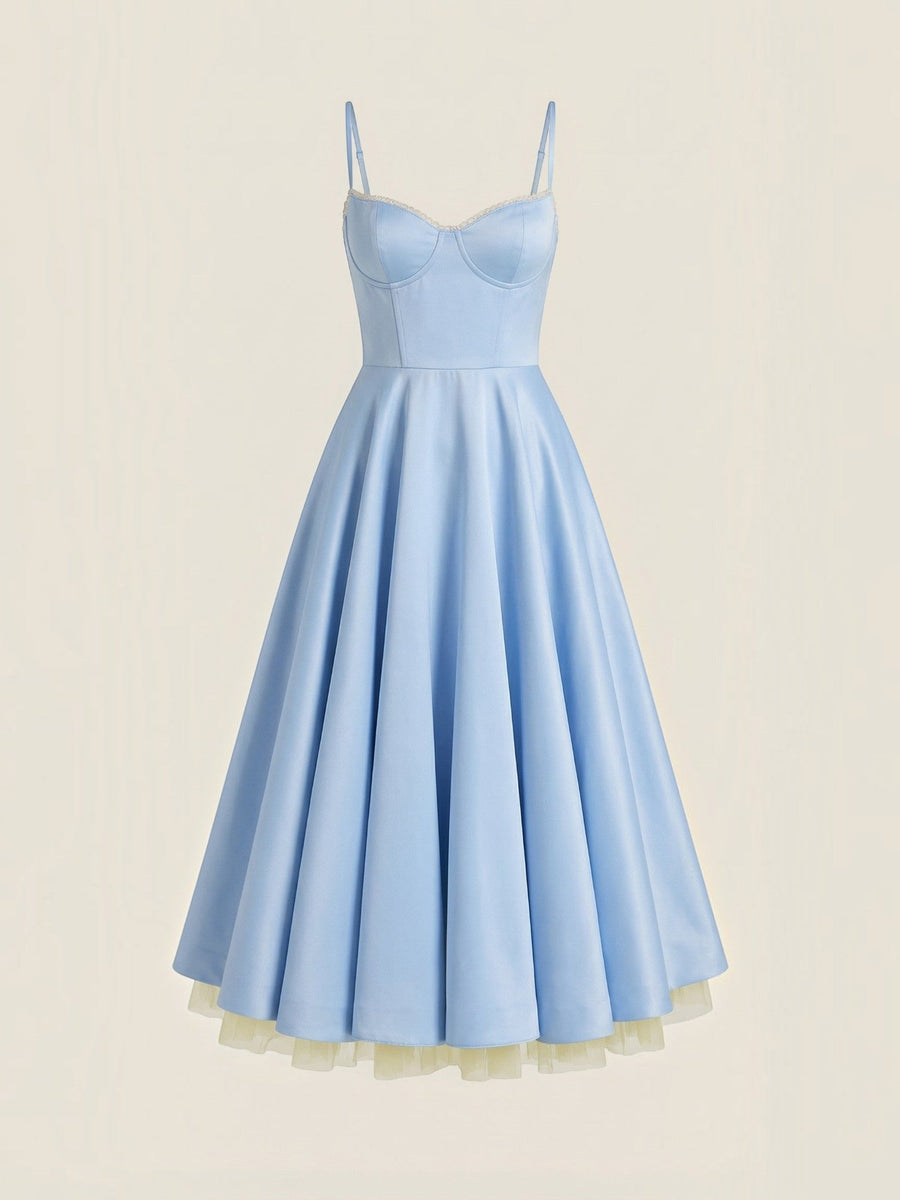 Isolde Corset Style Tulle Midi Dress