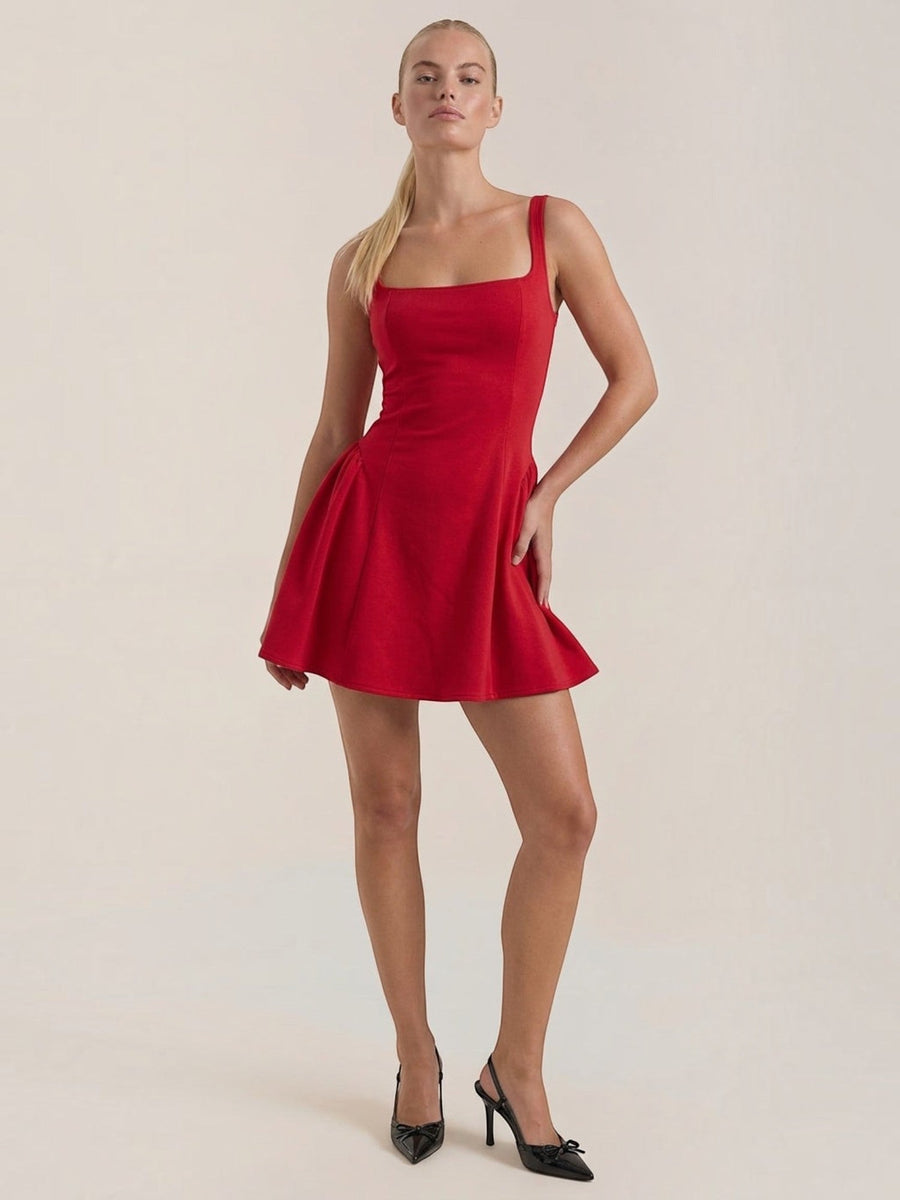 Dixie Square Neck Fit and Flare Mini Dress