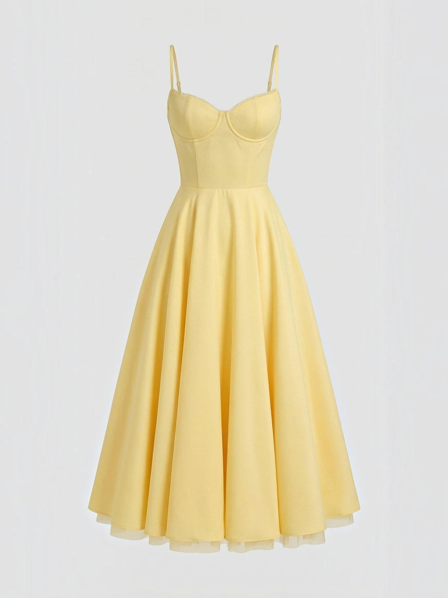 Isolde Corset Style Tulle Midi Dress