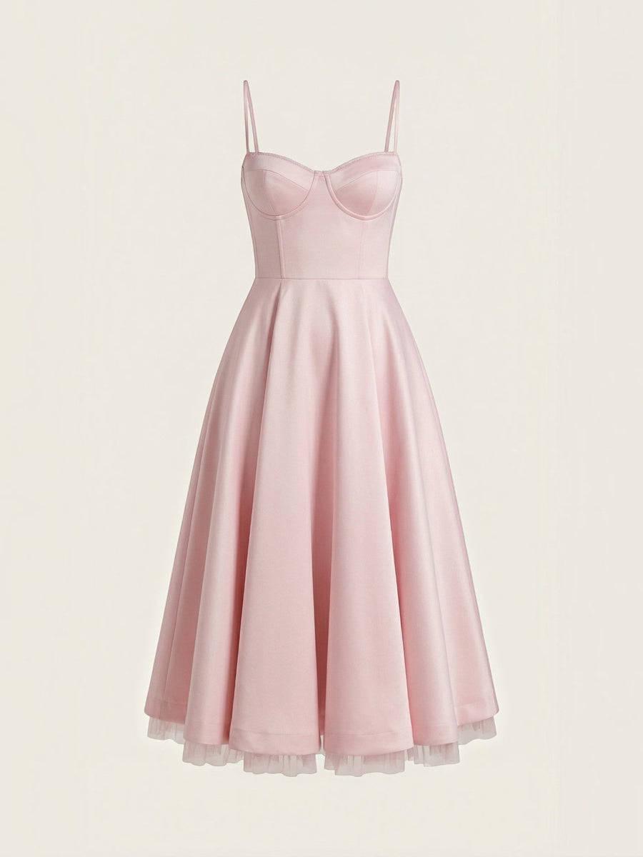 Isolde Corset Style Tulle Midi Dress