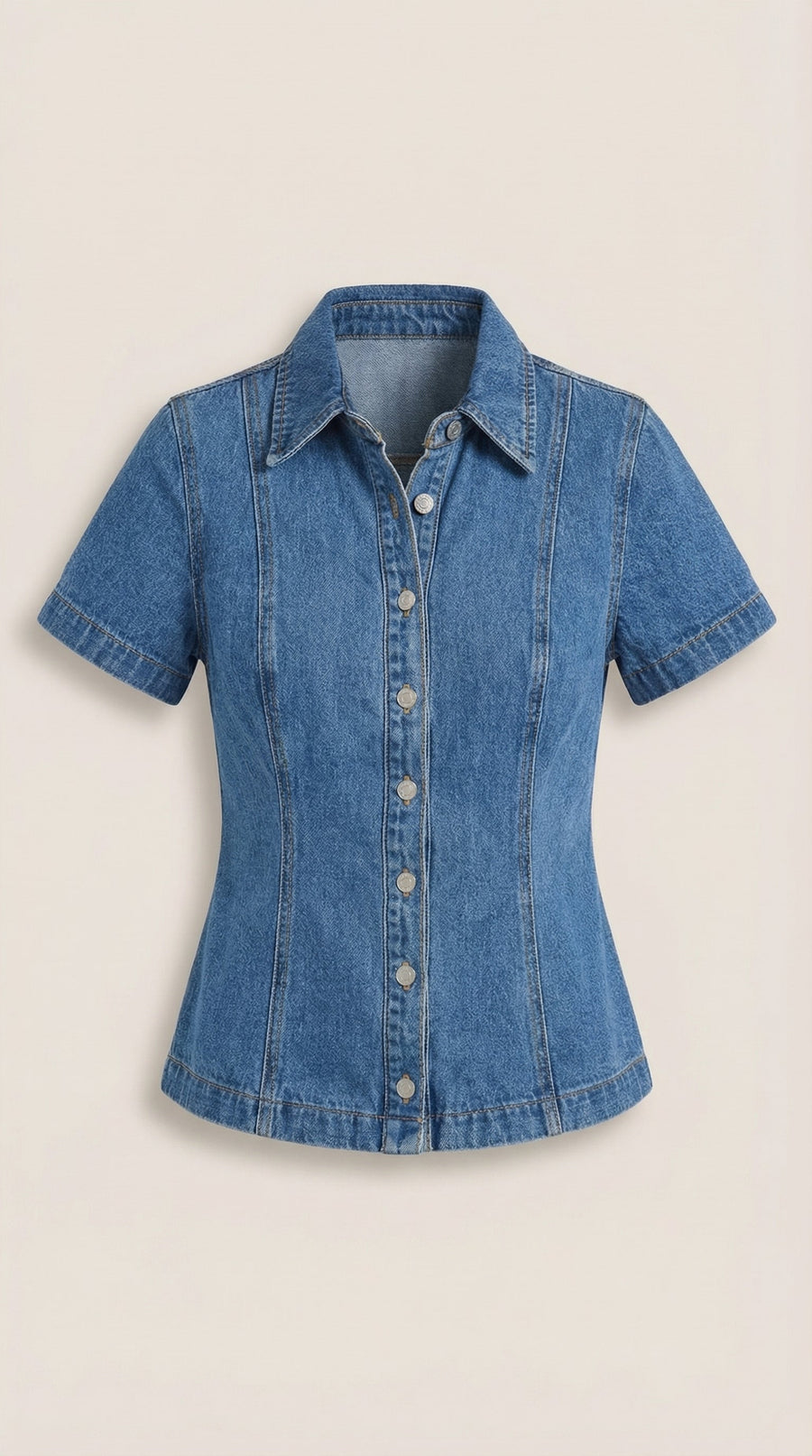Gracie Short Sleeve Denim Look Shirt