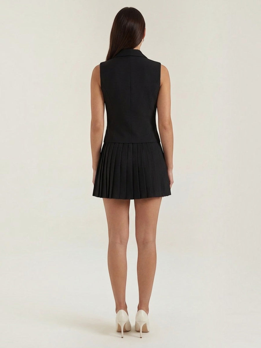Kimberly Vest and Pleated Mini Skirt Set