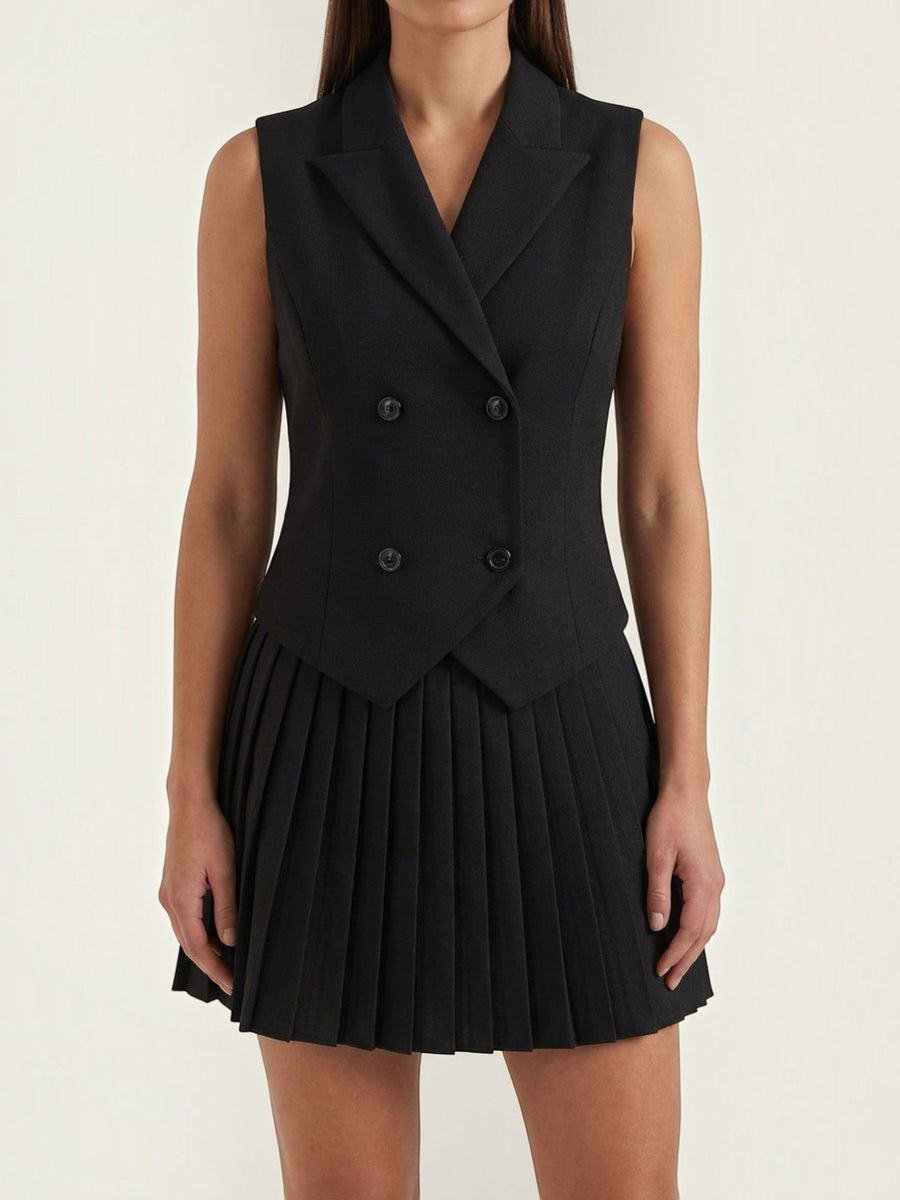Kimberly Vest and Pleated Mini Skirt Set