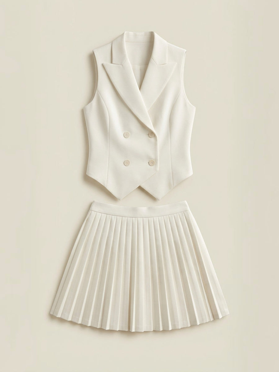 Kimberly Vest and Pleated Mini Skirt Set