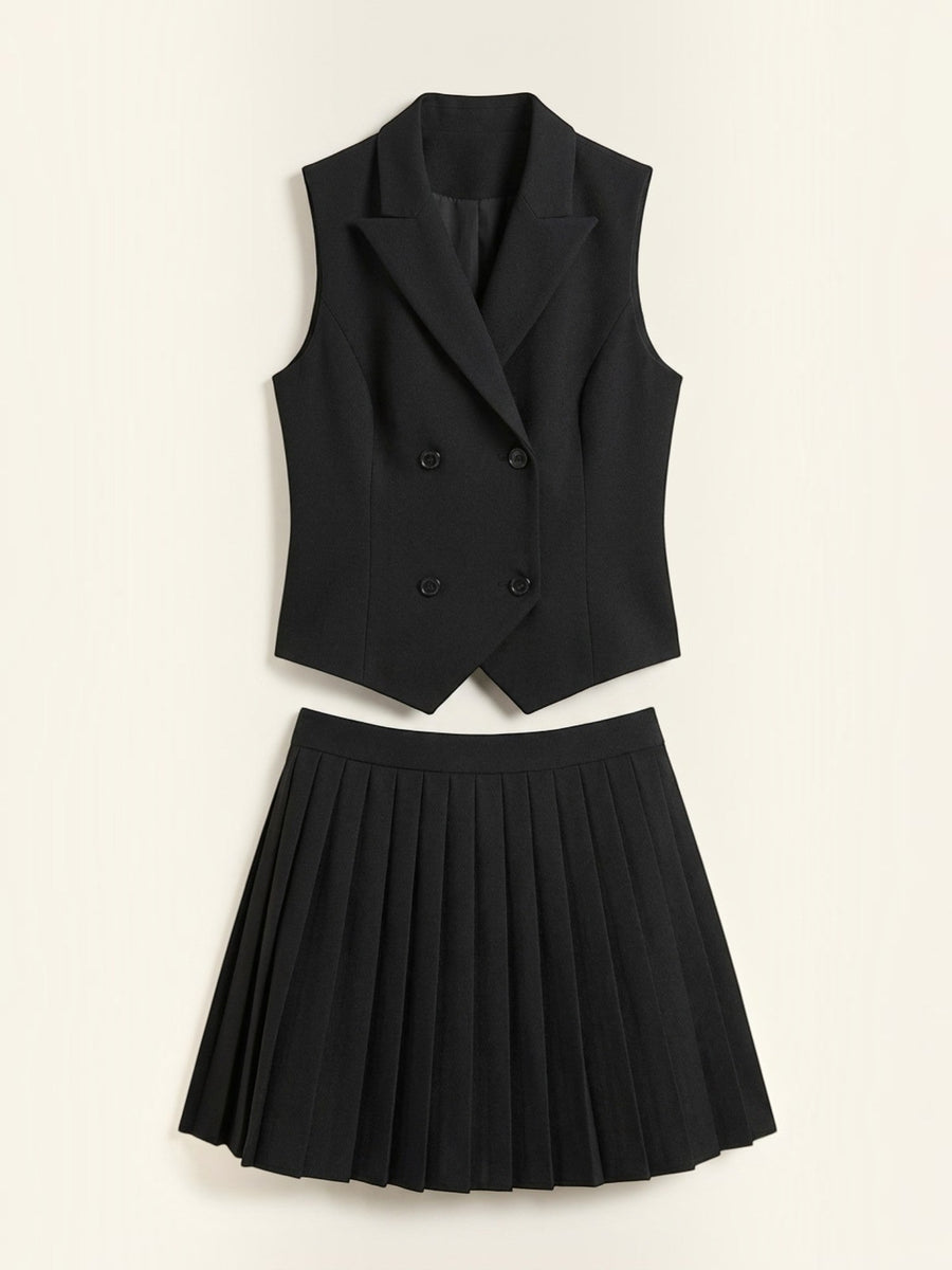 Kimberly Vest and Pleated Mini Skirt Set