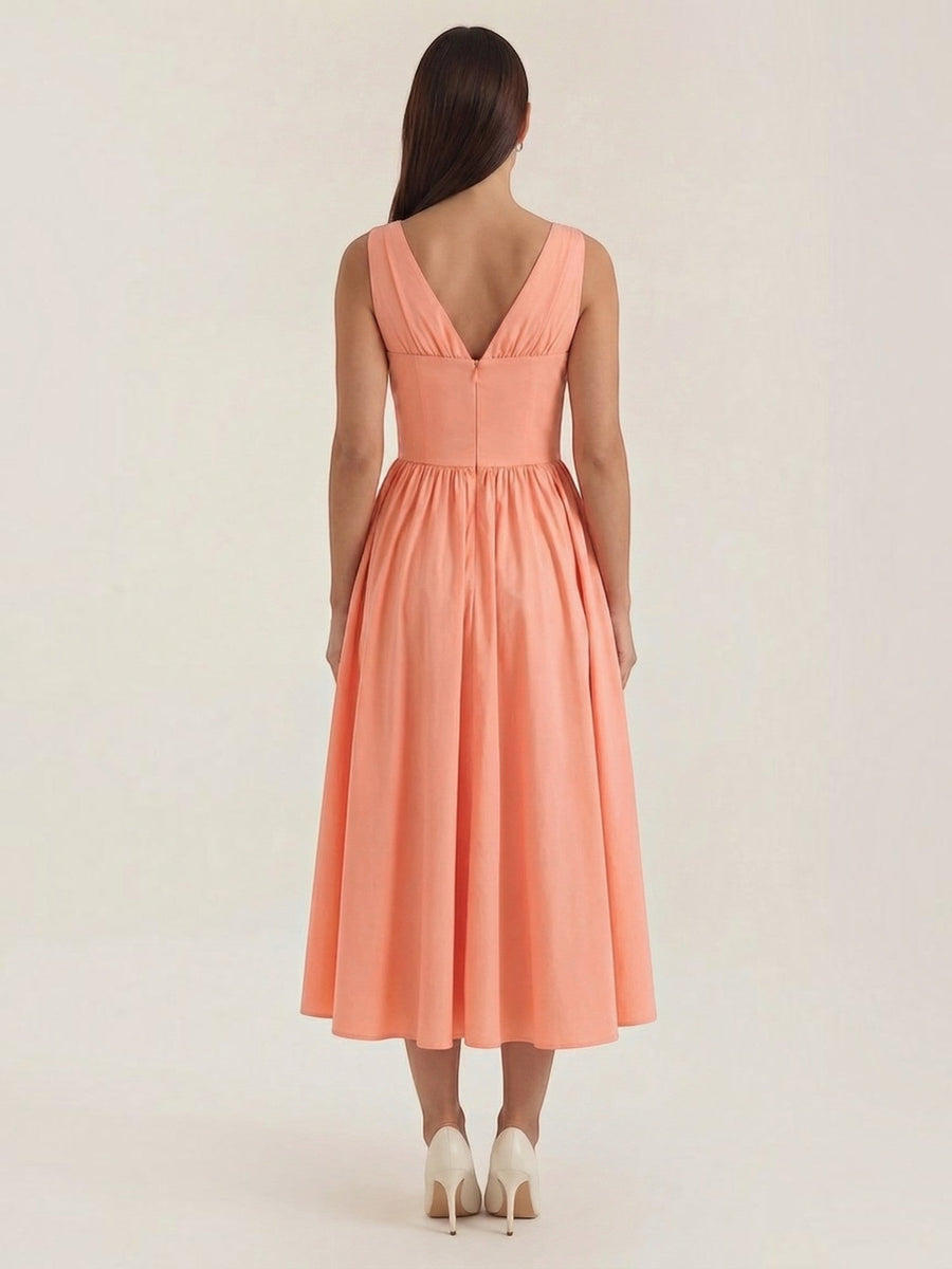 Cassiopeia Corset Style V Neck Midi Sundress