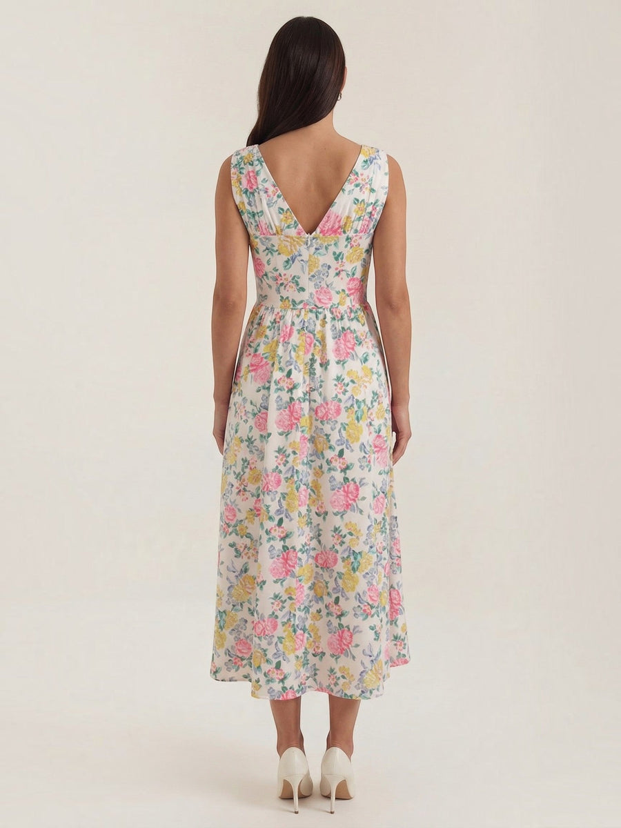 Cassiopeia Corset Style V Neck Midi Sundress