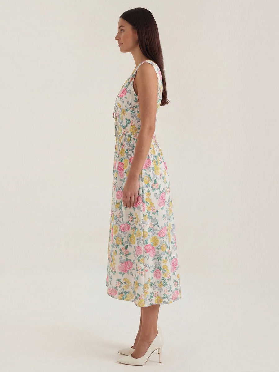 Cassiopeia Corset Style V Neck Midi Sundress
