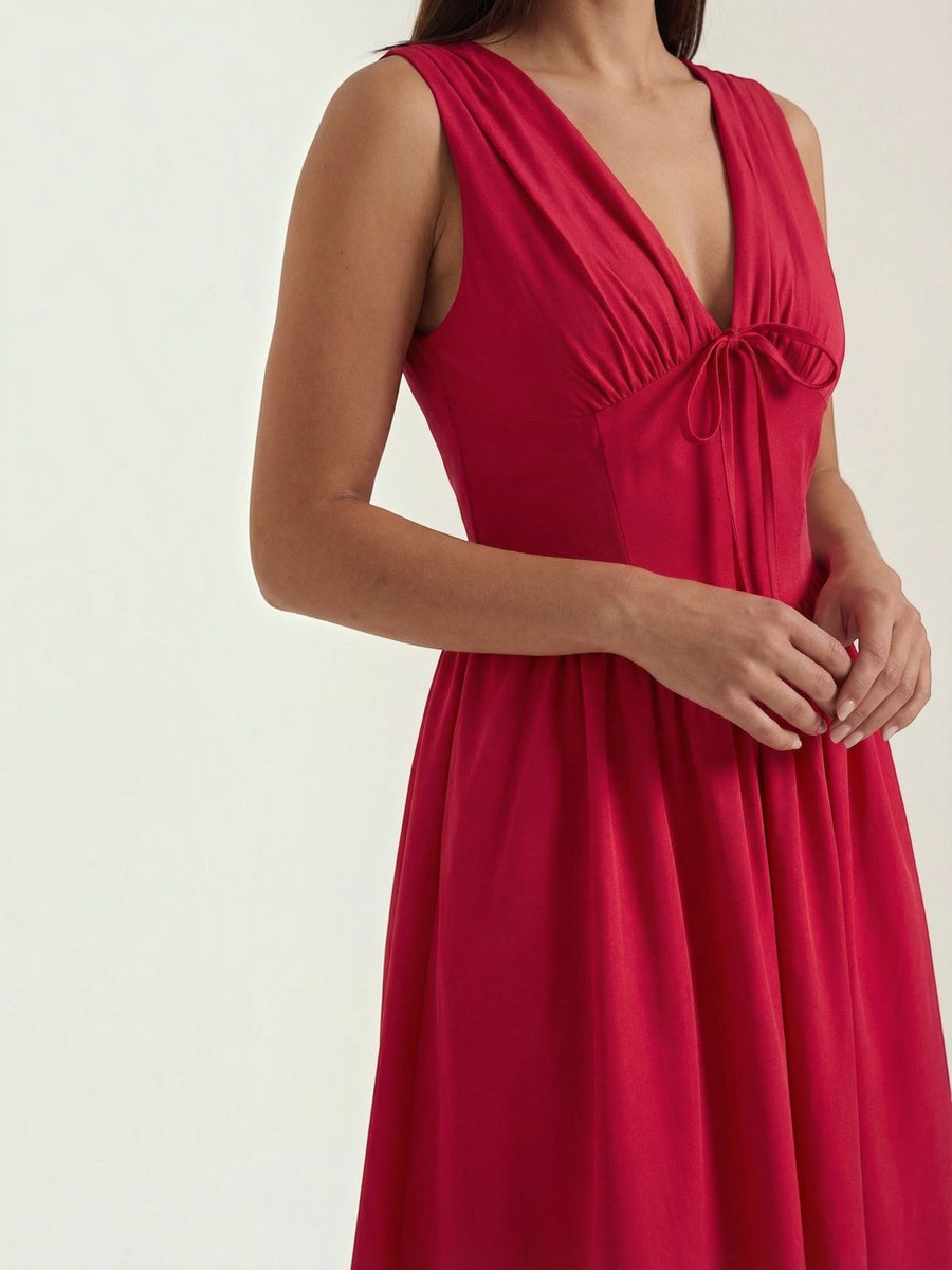 Cassiopeia Corset Style V Neck Midi Sundress
