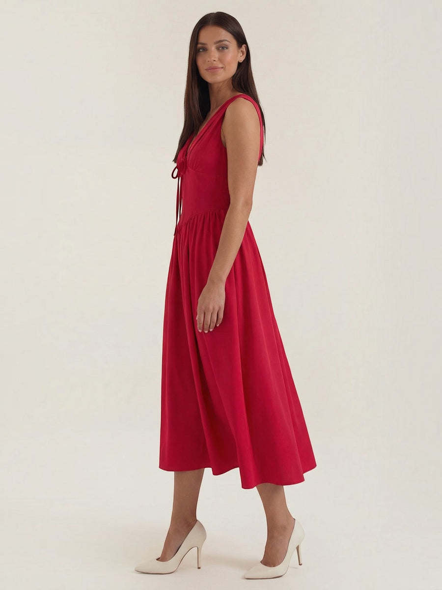 Cassiopeia Corset Style V Neck Midi Sundress