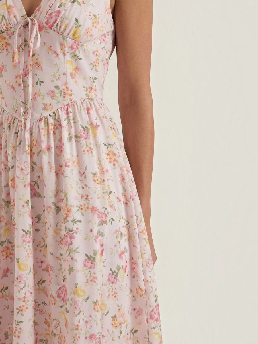 Cassiopeia Corset Style V Neck Midi Sundress