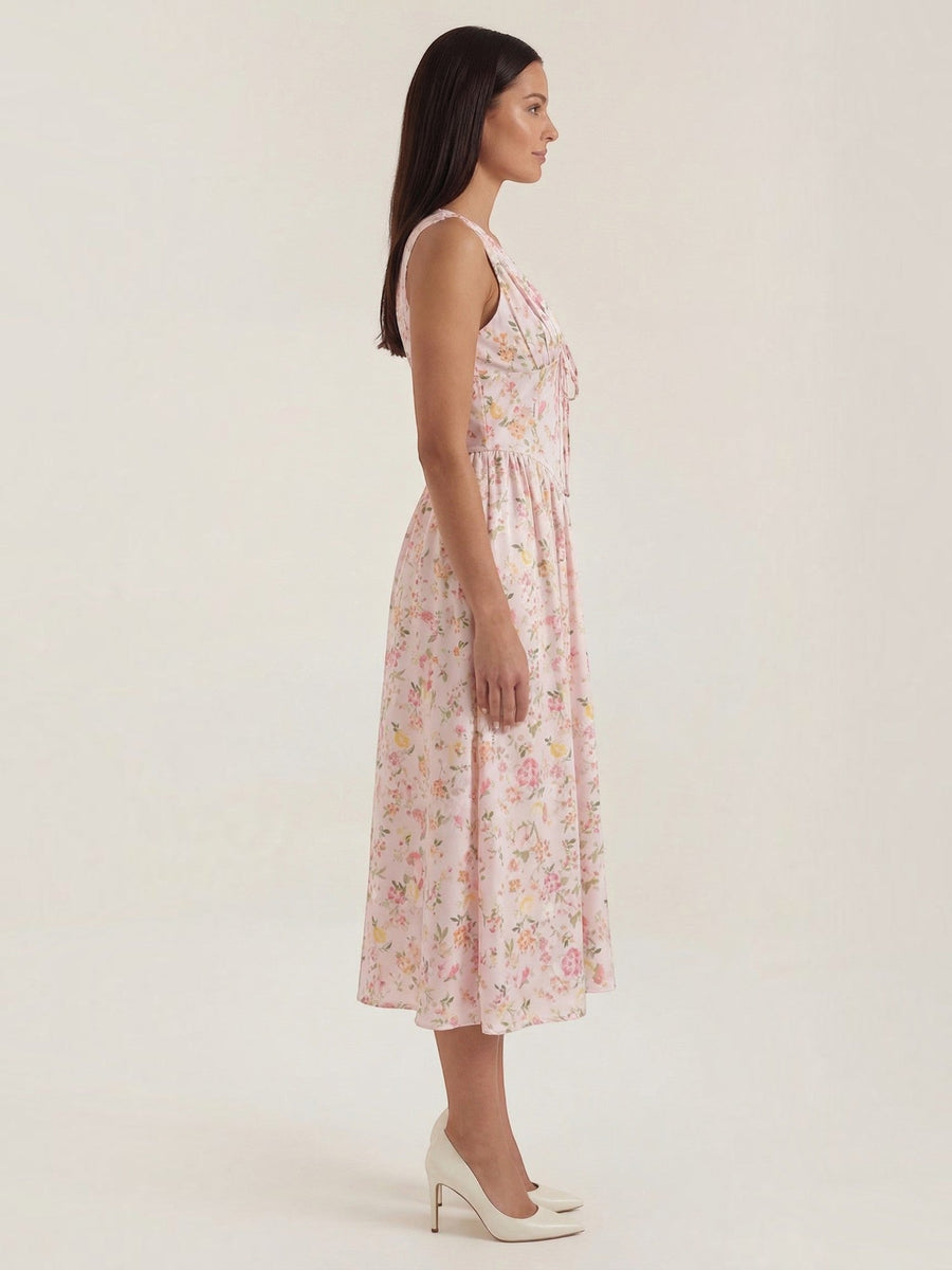 Cassiopeia Corset Style V Neck Midi Sundress