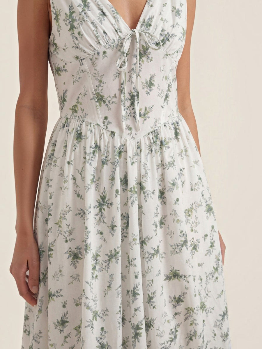 Cassiopeia Corset Style V Neck Midi Sundress