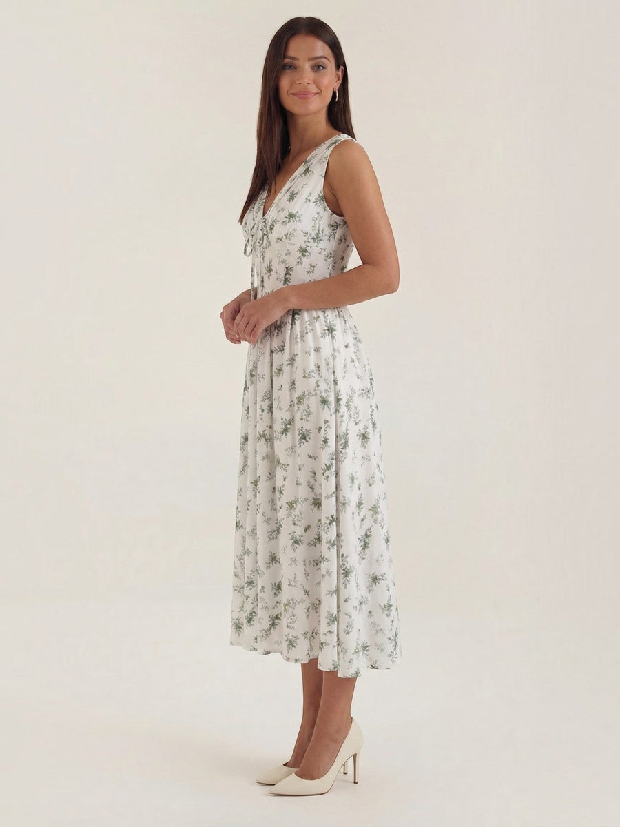 Cassiopeia Corset Style V Neck Midi Sundress
