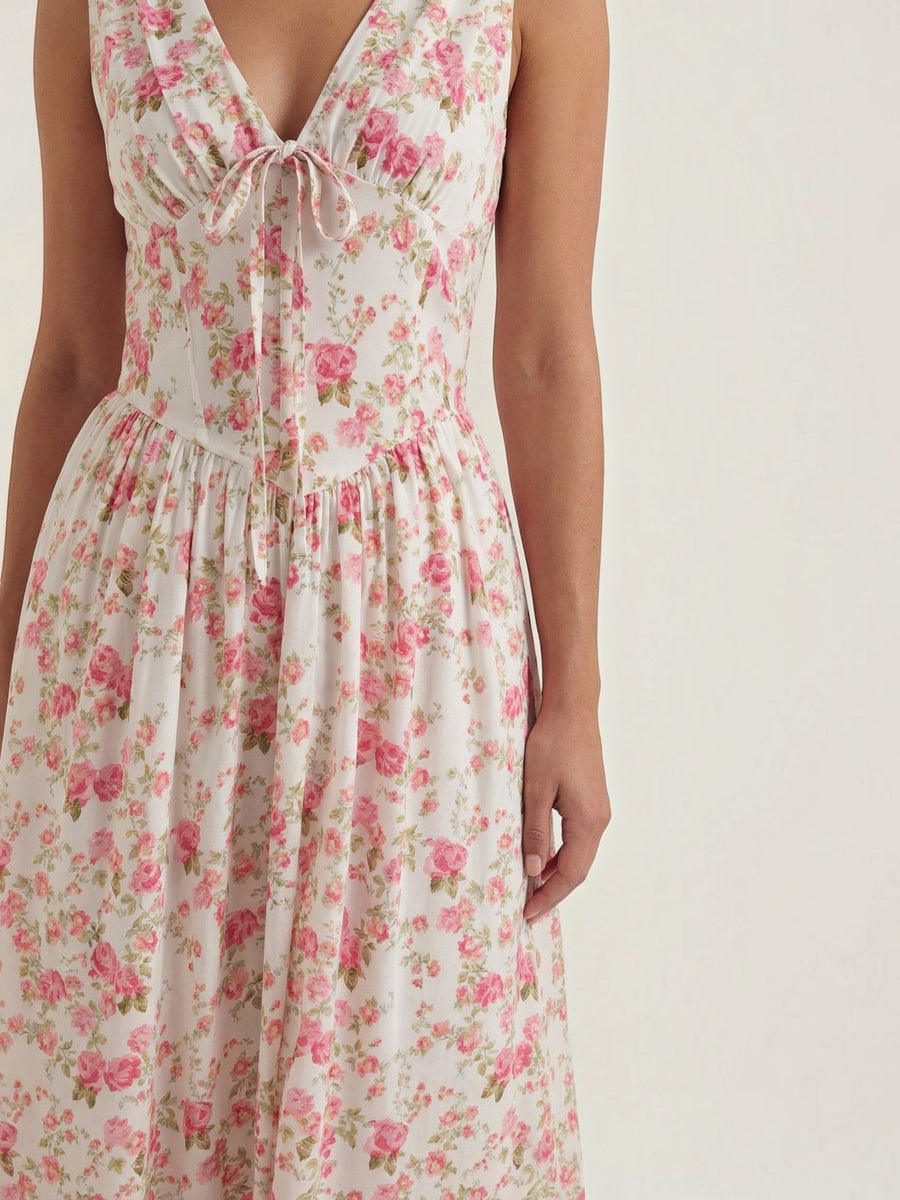 Cassiopeia Corset Style V Neck Midi Sundress