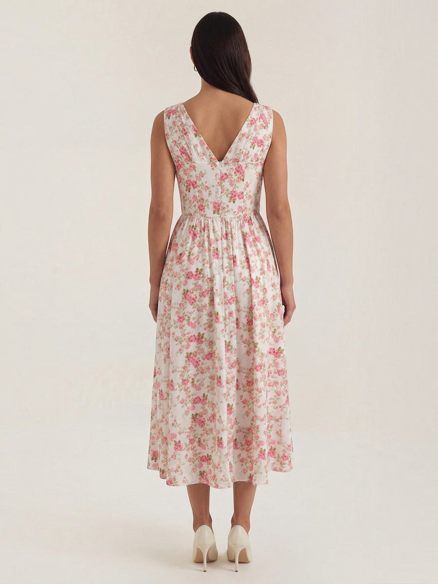 Cassiopeia Corset Style V Neck Midi Sundress