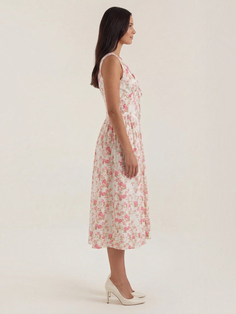 Cassiopeia Corset Style V Neck Midi Sundress