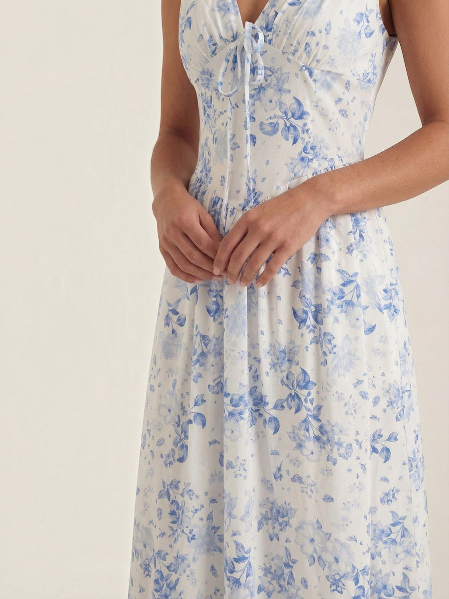 Cassiopeia Corset Style V Neck Midi Sundress