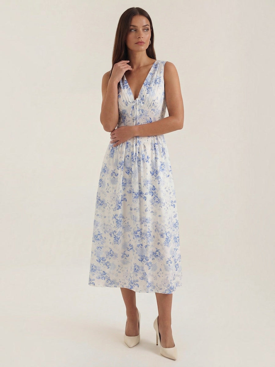 Cassiopeia Corset Style V Neck Midi Sundress