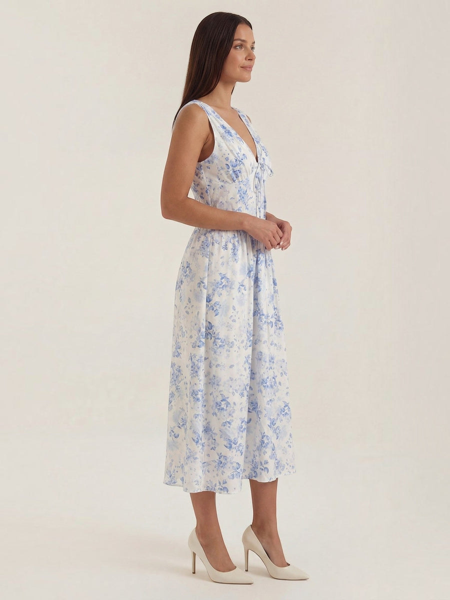 Cassiopeia Corset Style V Neck Midi Sundress