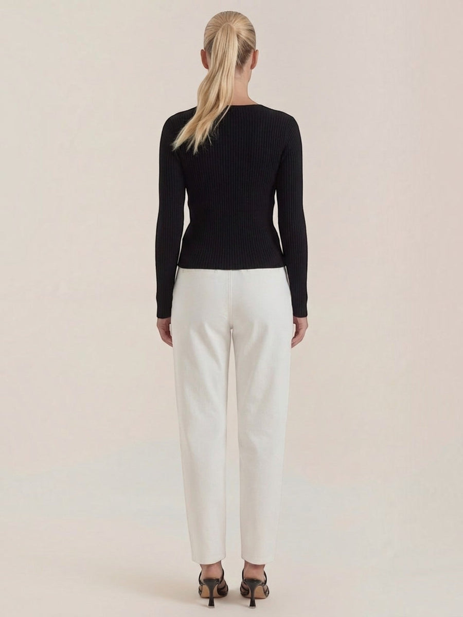 Michelle Ribbed V Neck Sweater
