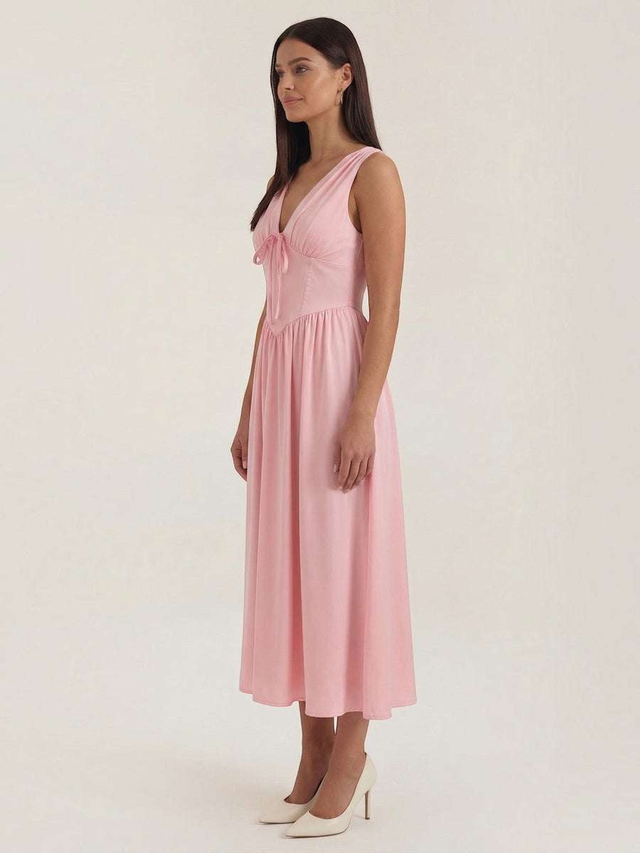 Cassiopeia Corset Style V Neck Midi Sundress